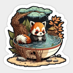 Red Panda Ramen Hot Spring Sticker